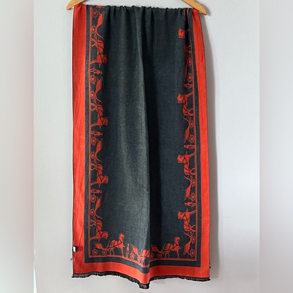 Women’s Rockies Collection - Orange / Grey  Soft Cashmere Blended Scarf / Wrap - Picture 4 of 10